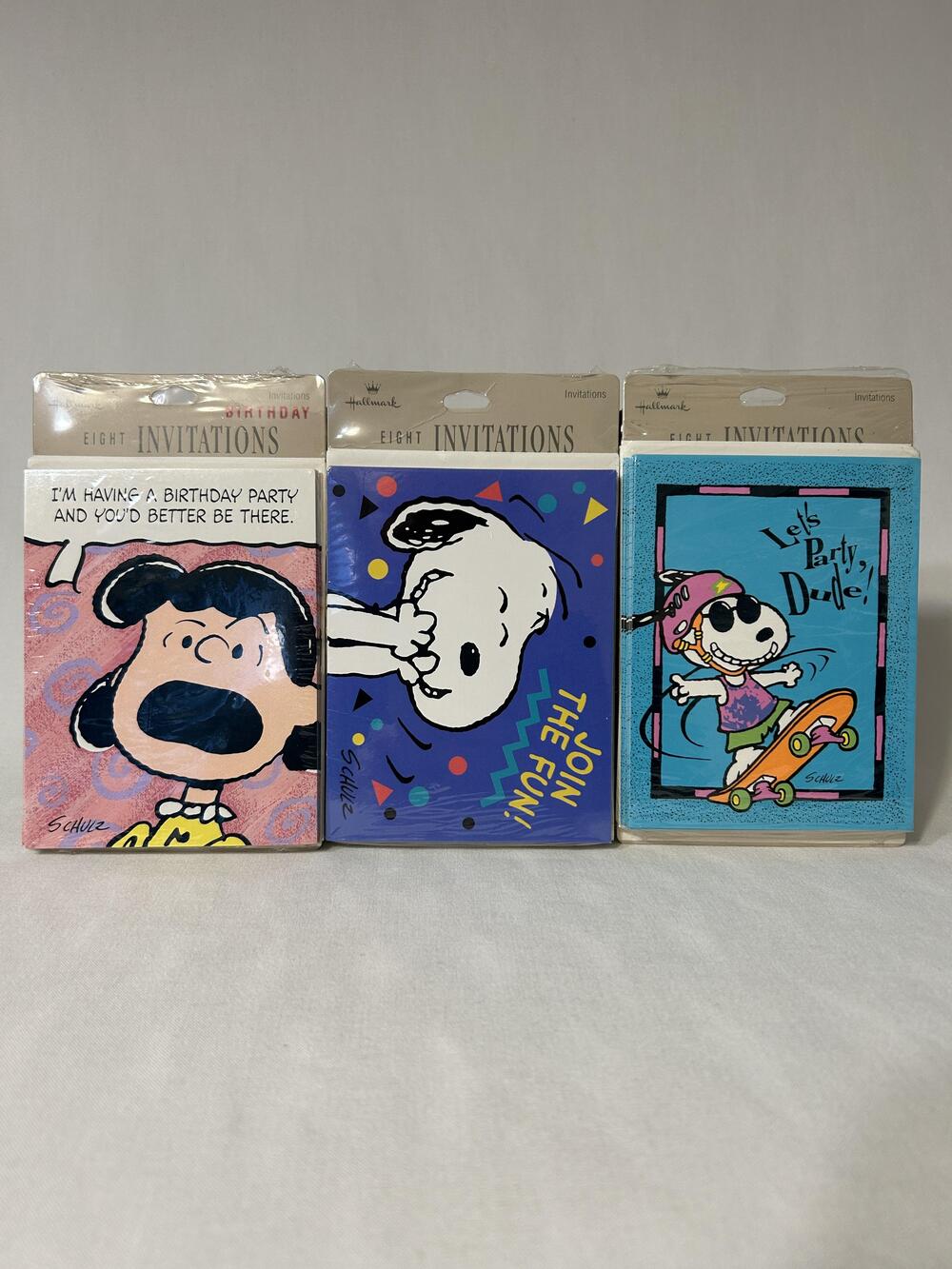 Hallmark Peanuts Birthday Party Invitations Lot 3 Packs Snoopy Lucy USA Kids